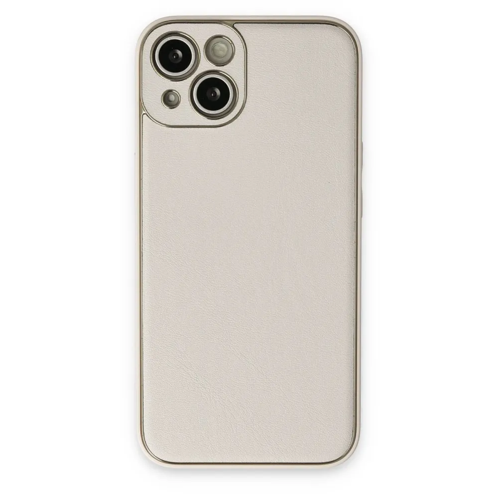 Newface Iphone 14 Plus Kılıf Coco Deri Silikon Kapak - Beyaz