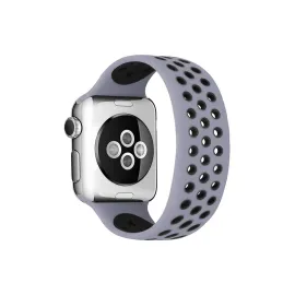Newface Apple Watch 45mm Ayarlı Delikli Silikon Kordon - Gri-Siyah