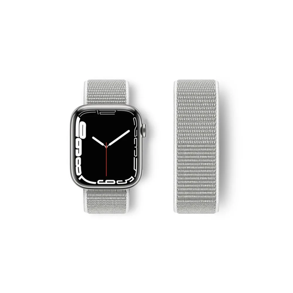 Newface Apple Watch 44mm Hasırlı Cırtcırtlı Kordon - Beyaz