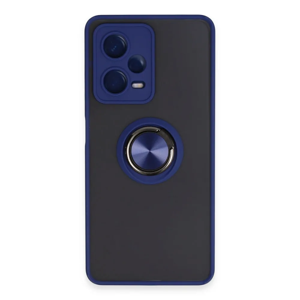 Newface Xiaomi Redmi Note 12 5G Kılıf Montreal Yüzüklü Silikon Kapak - Lacivert