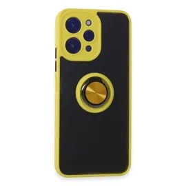 Newface Xiaomi Redmi 12 Kılıf Montreal Yüzüklü Silikon Kapak - Sarı