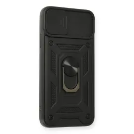 Newface Iphone 11 Pro Max Kılıf Pars Lens Yüzüklü Silikon - Siyah