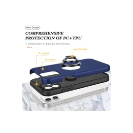 Newface Iphone 12 Kılıf Elit Yüzüklü Kapak - Lacivert