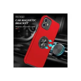 Newface Iphone 12 Mini Kılıf Elit Yüzüklü Kapak - Kırmızı