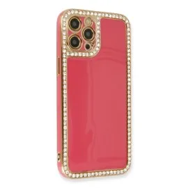 Newface Iphone 12 Pro Kılıf Solo Taşlı Silikon - Pembe