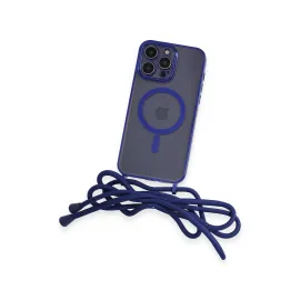 Newface Iphone 13 Pro Max Kılıf Divo Lazer Askılı Magsafe Kapak - Mavi