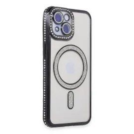 Newface Iphone 15 Kılıf Joke Simli Magneticsafe Kılıf - Siyah