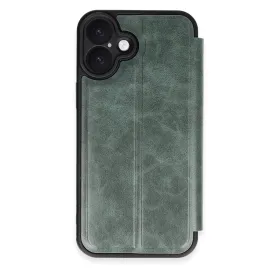 Newface Iphone 16 Plus Kılıf Flip Cover - Koyu Yeşil