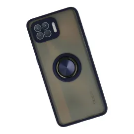 Newface Oppo Reno 4 Lite Kılıf Montreal Yüzüklü Silikon Kapak - Lacivert