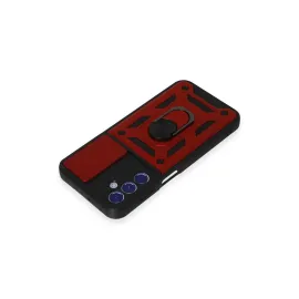 Newface Samsung Galaxy M34 5G Kılıf Pars Lens Yüzüklü Silikon - Kırmızı