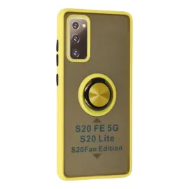 Newface Samsung Galaxy S20 Fe Kılıf Montreal Yüzüklü Silikon Kapak - Sarı
