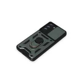 Newface Samsung Galaxy S21 Fe Kılıf Pars Lens Yüzüklü Silikon - Yeşil