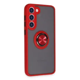 Newface Samsung Galaxy S23 Plus Kılıf Montreal Yüzüklü Silikon Kapak - Kırmızı