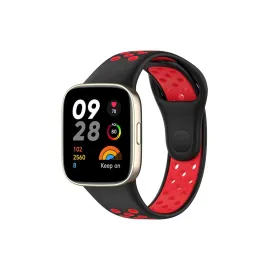 Newface Xiaomi Redmi Watch 3 Spor Delikli Kordon - Siyah-Kırmızı