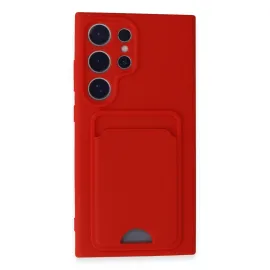 Newface Samsung Galaxy S24 Ultra Kılıf Kelvin Kartvizitli Silikon - Kırmızı