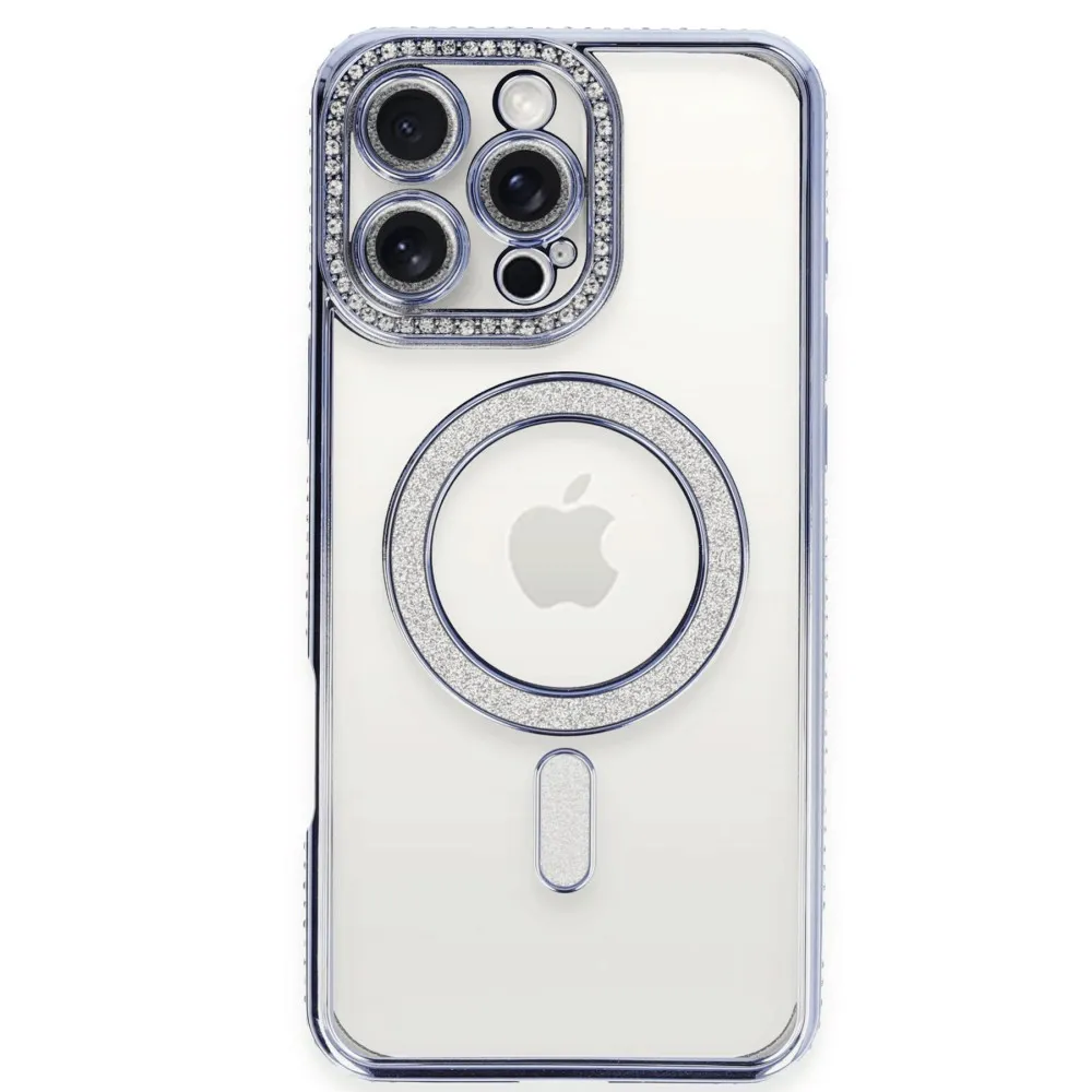 Newface Iphone 16 Pro Kılıf Joke Simli Magneticsafe Kılıf - Mavi
