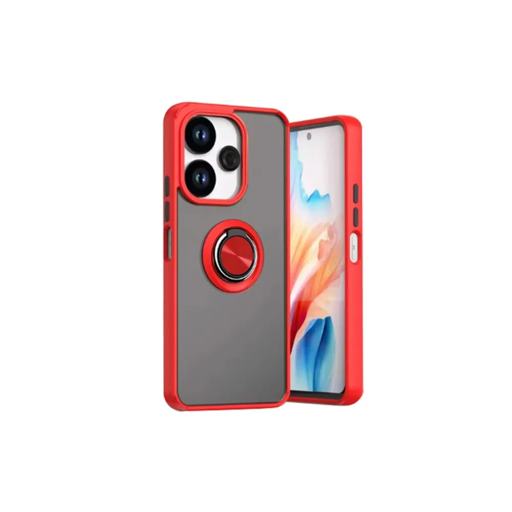Newface Xiaomi Redmi 13 4G Kılıf Montreal Yüzüklü Silikon Kapak - Kırmızı