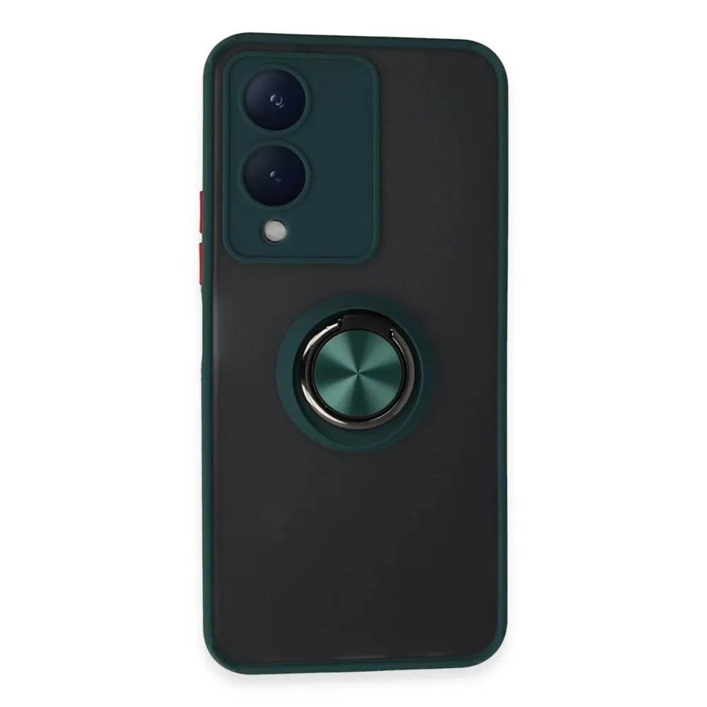 Newface Vivo Y17S Kılıf Montreal Yüzüklü Silikon Kapak - Yeşil