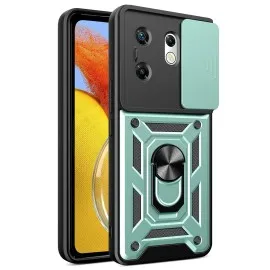 Newface İnfinix Zero 30 4G Kılıf Pars Lens Yüzüklü Silikon - Yeşil