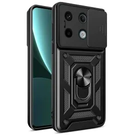 Newface Xiaomi Poco X6 Pro Kılıf Pars Lens Yüzüklü Silikon - Siyah