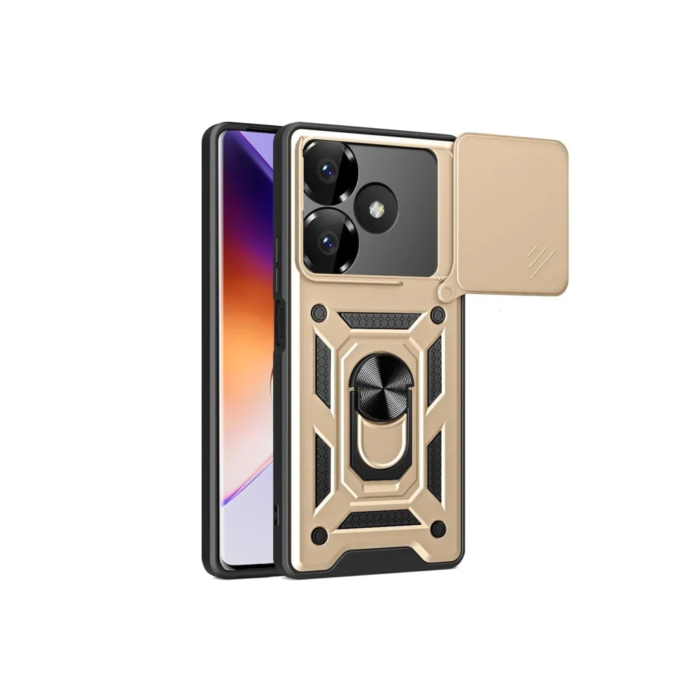 Newface Xiaomi Redmi 13 4G Kılıf Pars Lens Yüzüklü Silikon - Gold