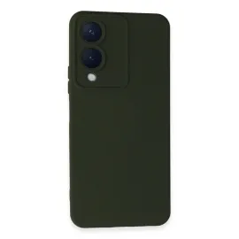 Newface Vivo Y17S Kılıf Nano Içi Kadife Silikon - Koyu Yeşil