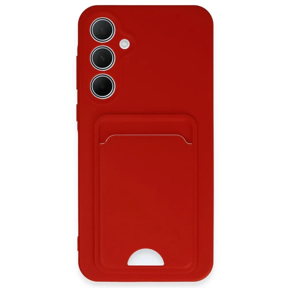 Newface Samsung Galaxy A35 5G Kılıf Kelvin Kartvizitli Silikon - Kırmızı