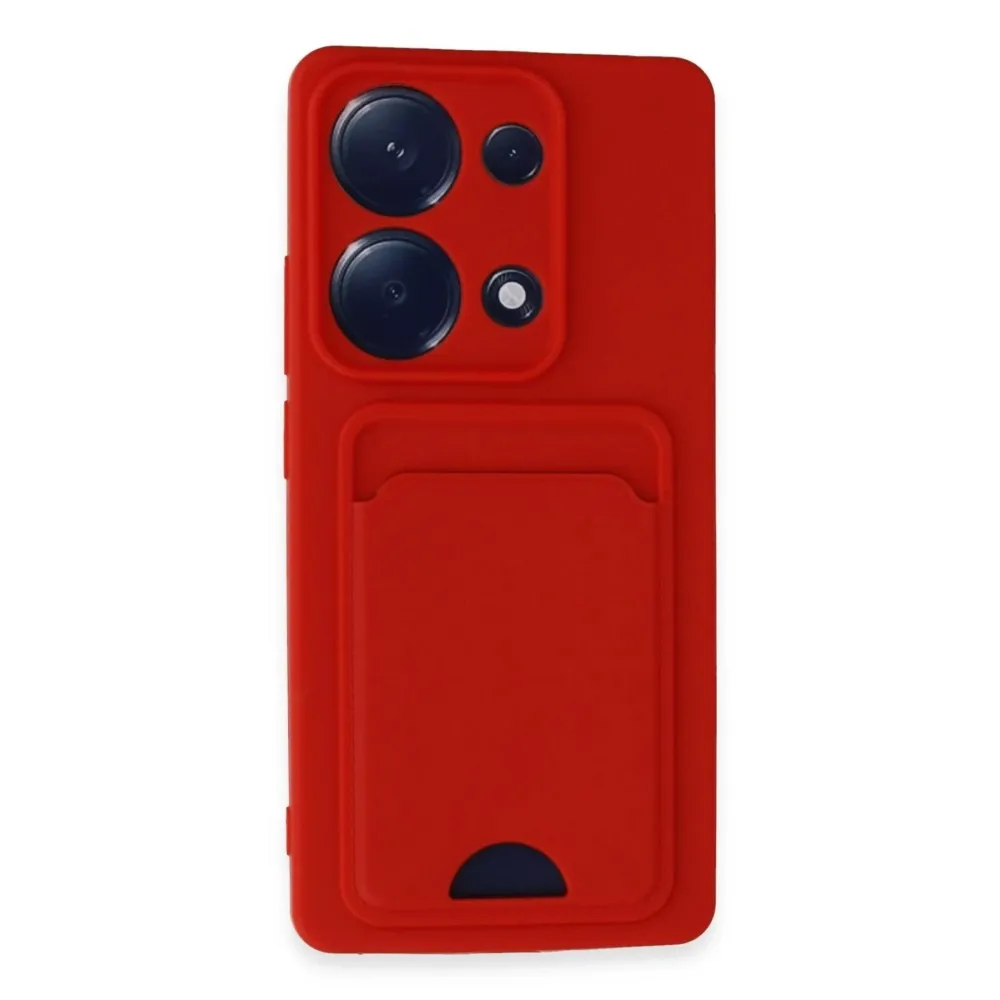 Newface Xiaomi Redmi Note 13 Pro 4G Kılıf Kelvin Kartvizitli Silikon - Kırmızı