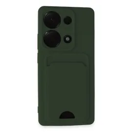 Newface Xiaomi Redmi Note 13 Pro 4G Kılıf Kelvin Kartvizitli Silikon - Koyu Yeşil