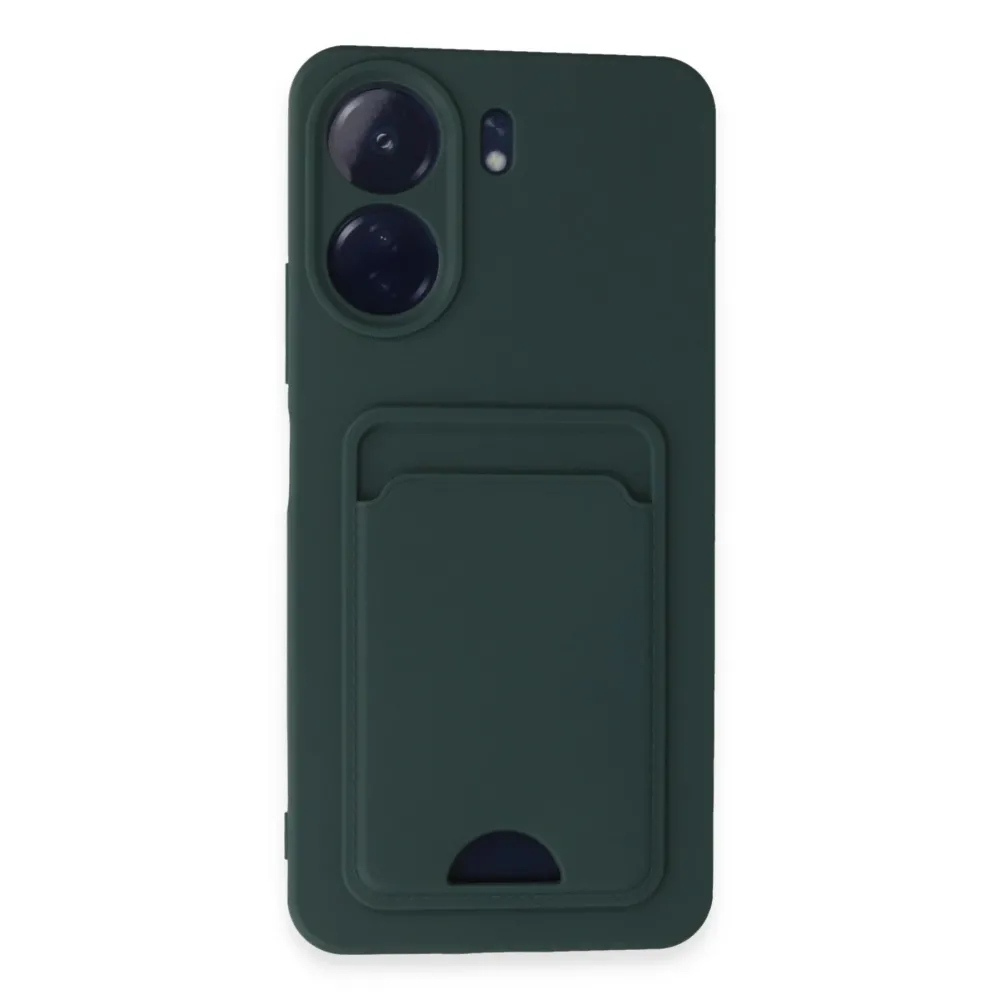 Newface Xiaomi Redmi 13C Kılıf Kelvin Kartvizitli Silikon - Koyu Yeşil