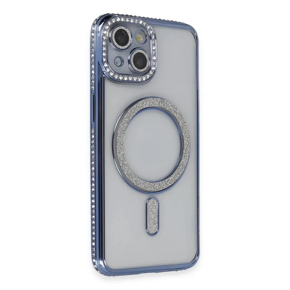 Newface Iphone 13 Kılıf Joke Simli Magneticsafe Kılıf - Mavi