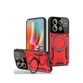 Newface Xiaomi Redmi Note 13 Pro 5G Kılıf Joy Lens Standlı Kapak - Kırmızı