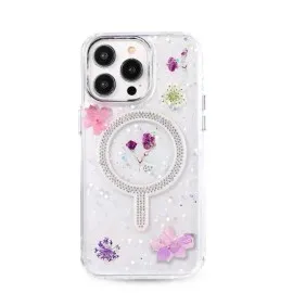 Newface Iphone 14 Pro Flower Magsafe Kapak - Mor