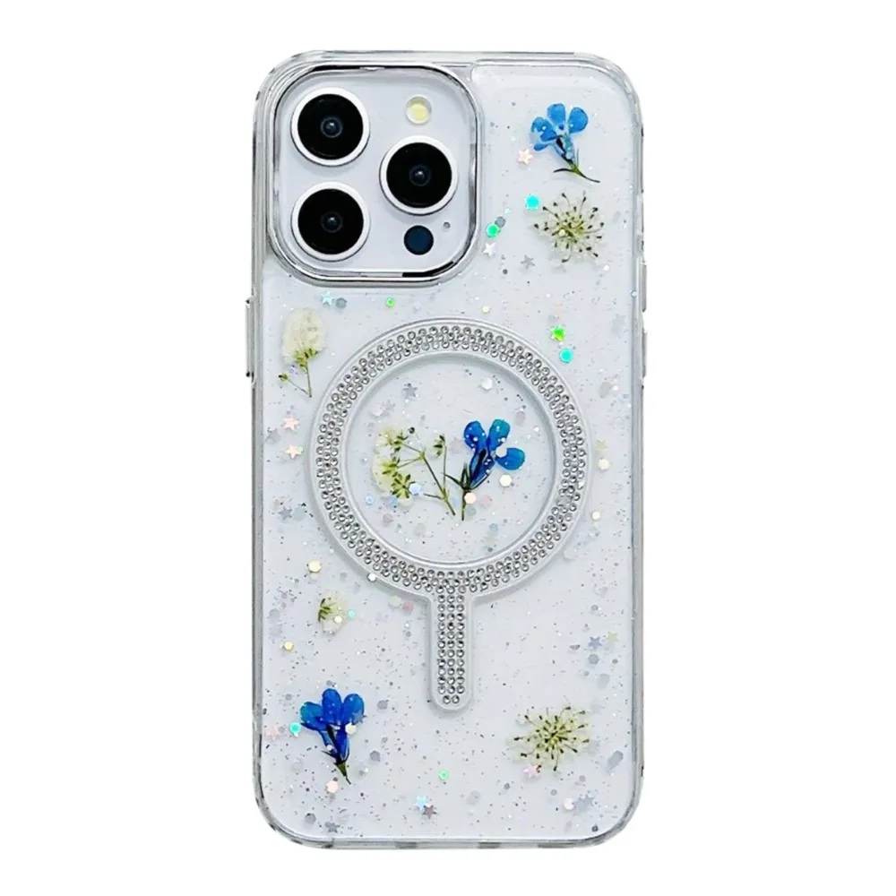 Newface Iphone 14 Pro Max Flower Magsafe Kapak - Krem