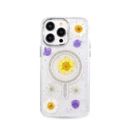 Newface Iphone 15 Pro Flower Magsafe Kapak - Sarı
