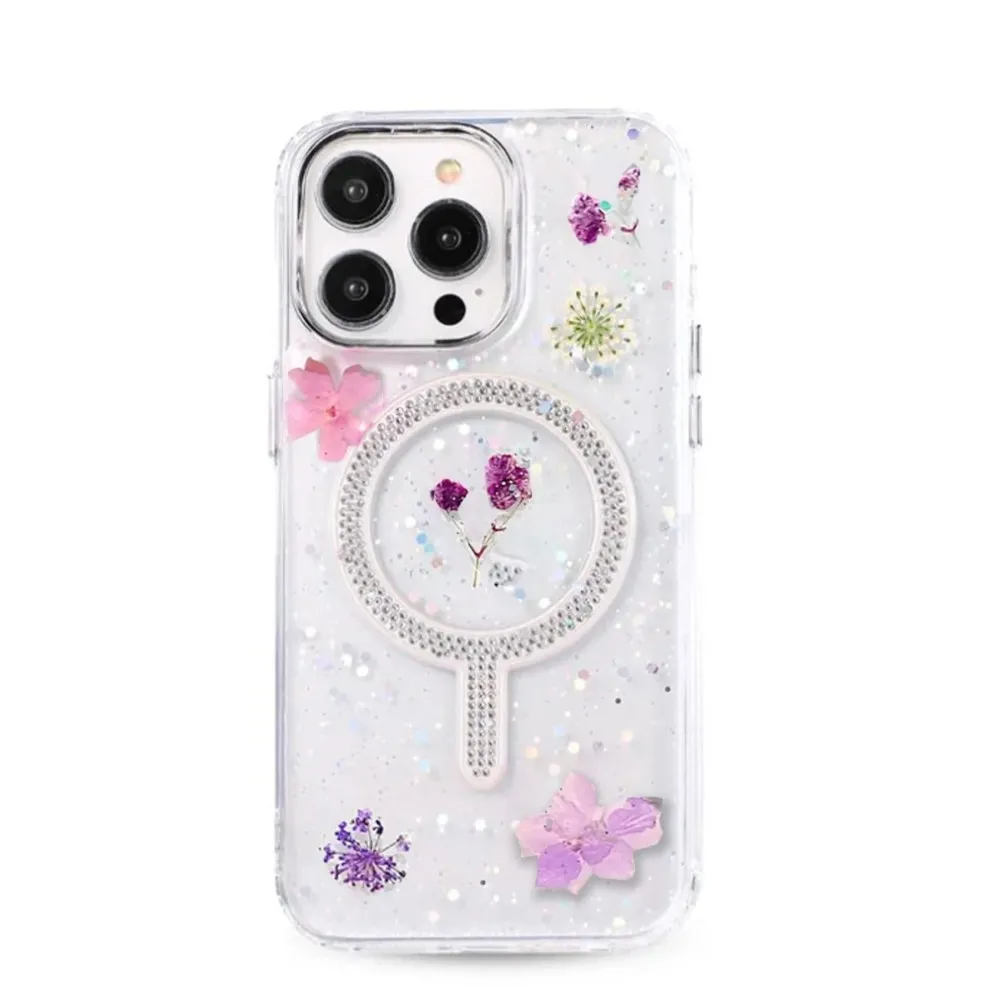 Newface Iphone 15 Pro Max Flower Magsafe Kapak - Mor