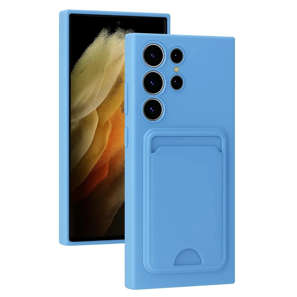 Newface Samsung Galaxy S24 Ultra Kılıf Kelvin Kartvizitli Silikon - Mavi
