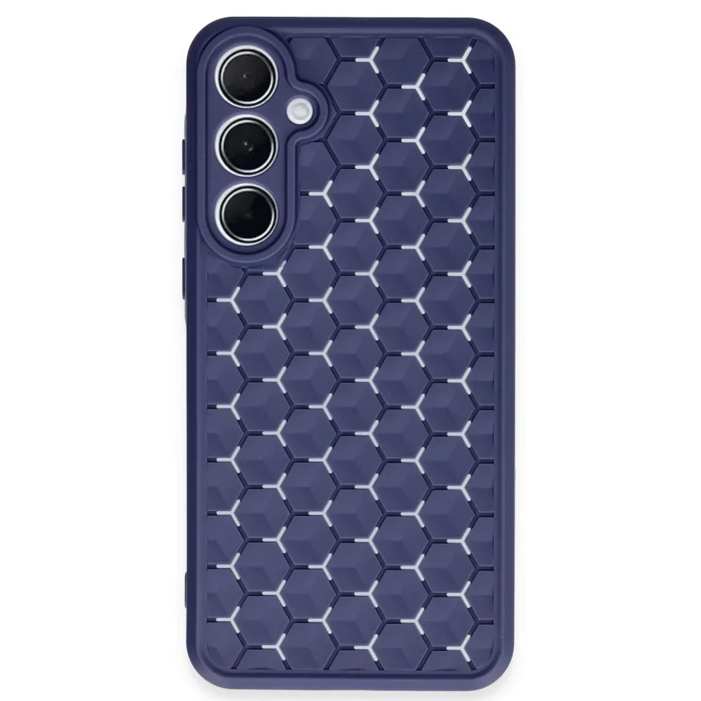 Newface Samsung Galaxy A25 5G Kılıf Petek Silikon Kapak - Lacivert