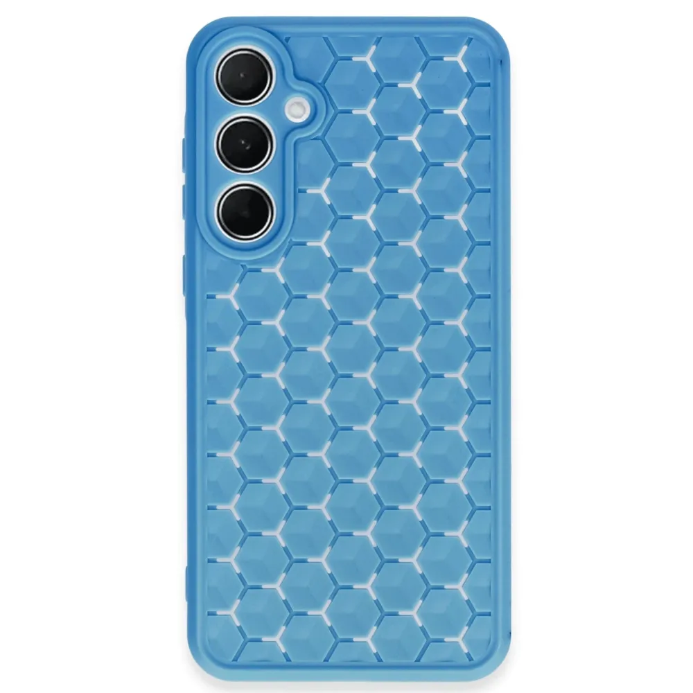 Newface Samsung Galaxy A25 5G Kılıf Petek Silikon Kapak - Mavi