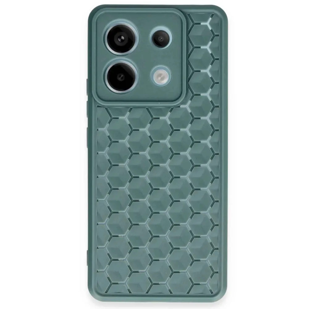 Newface Xiaomi Redmi Note 13 Pro 5G Kılıf Petek Silikon Kapak - Koyu Yeşil