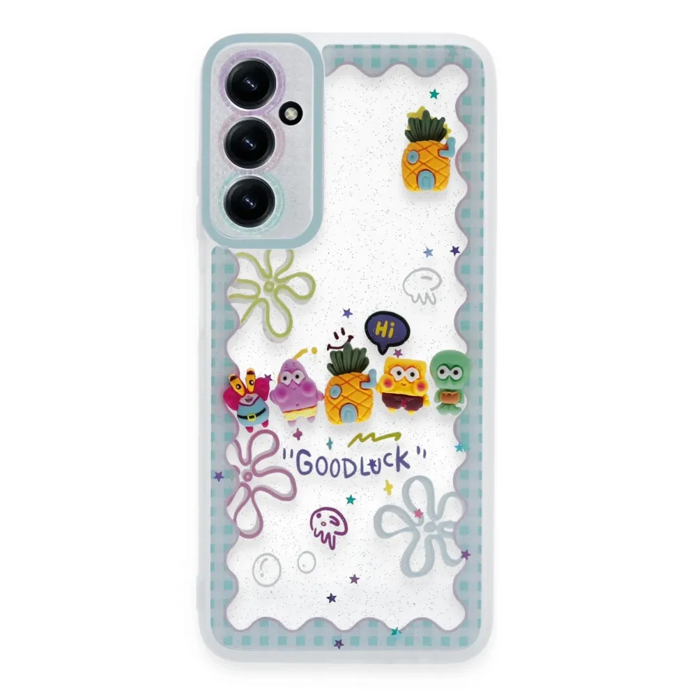 Newface Samsung Galaxy A05S Kılıf Sweet Desenli Silikon Kapak - Açık Mavi