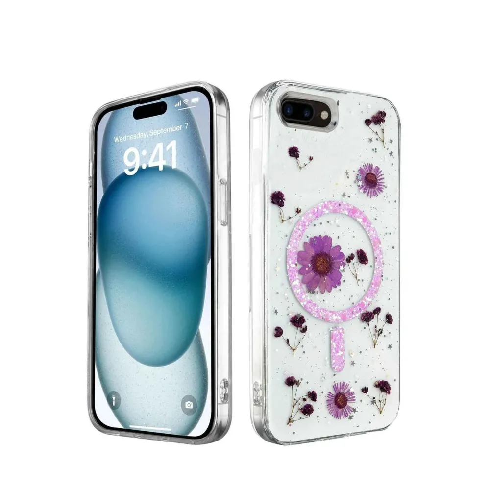 Newface Iphone 7 Plus Kılıf Daisy Simli Magsafe Kapak - Mor