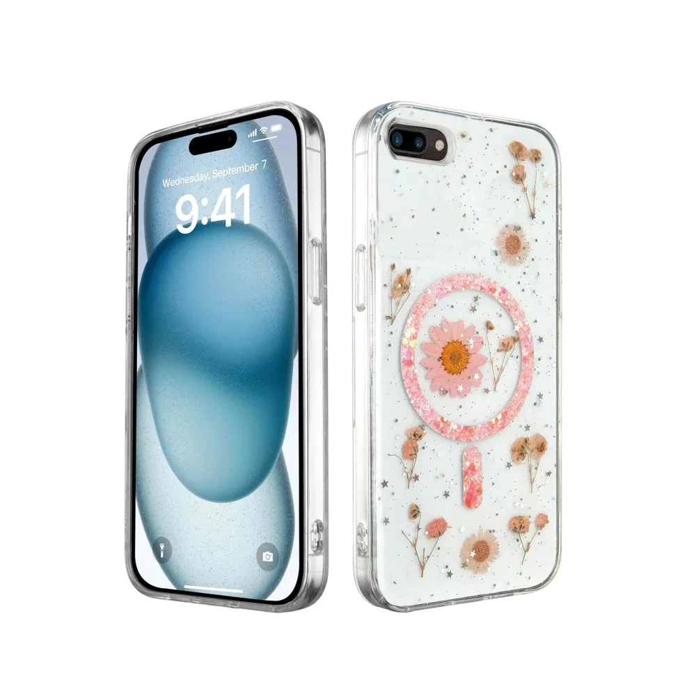 Newface Iphone 7 Plus Kılıf Daisy Simli Magsafe Kapak - Pembe