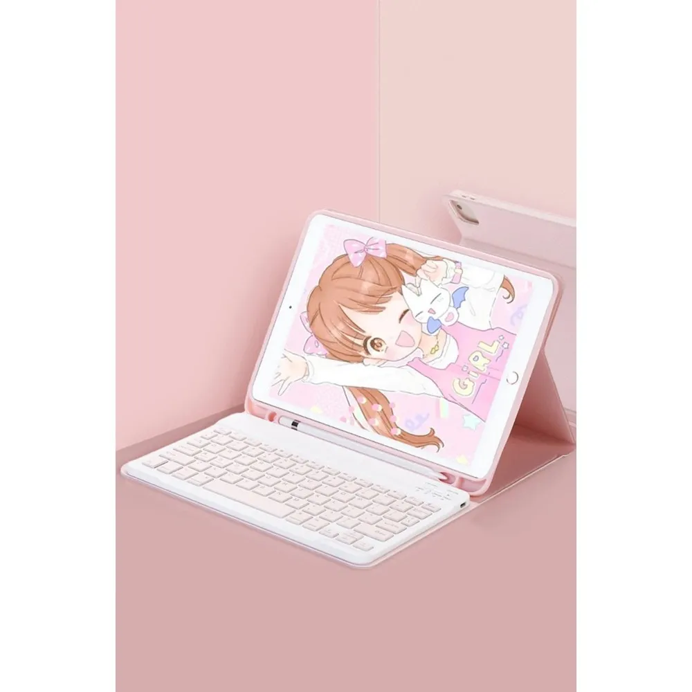 Newface Ipad 5 Air 9.7 Kılıf Kc01 Smart Klavyeli Tablet Kılıfı - Pembe