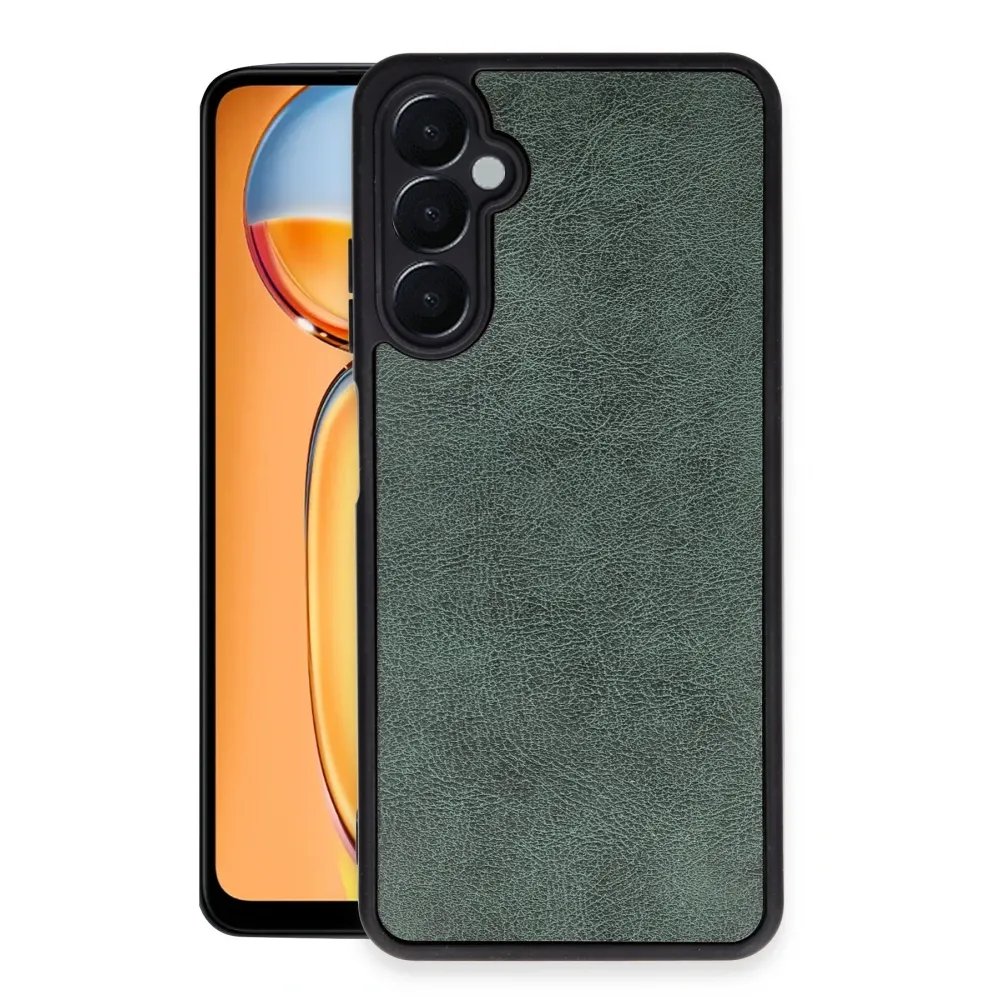 Newface Samsung Galaxy A35 5G Kılıf Aras Deri Kapak - Koyu Yeşil