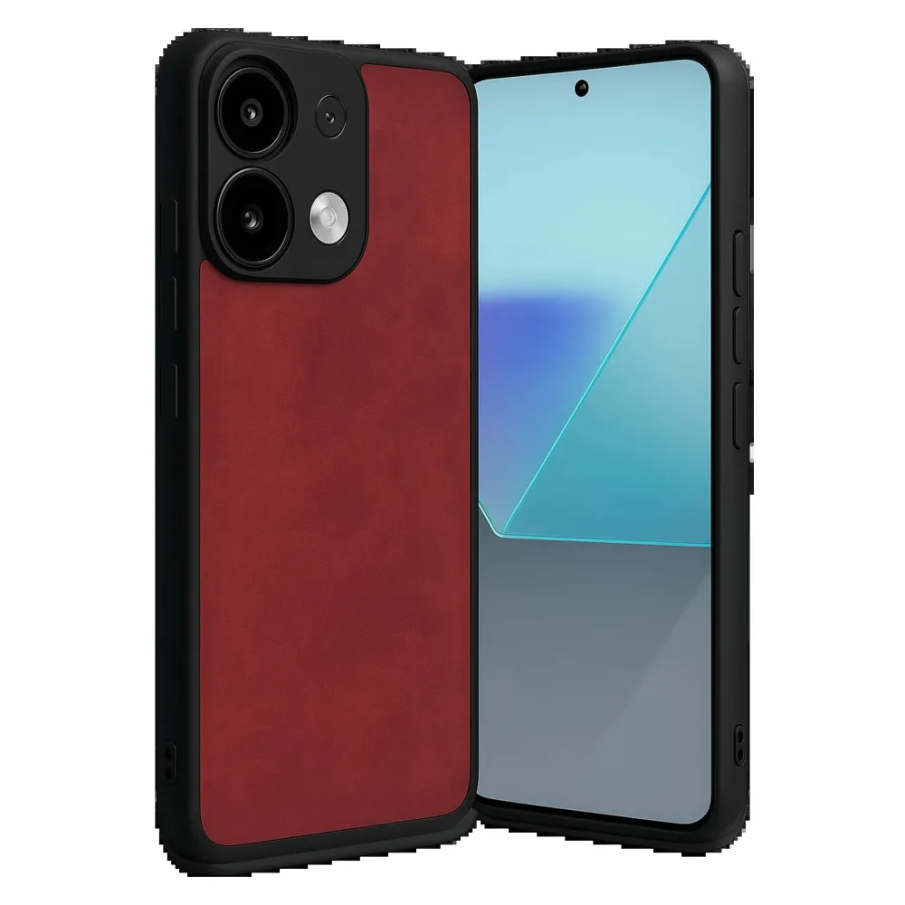 Newface Xiaomi Redmi Note 13 4G Kılıf Aras Deri Kapak - Kırmızı