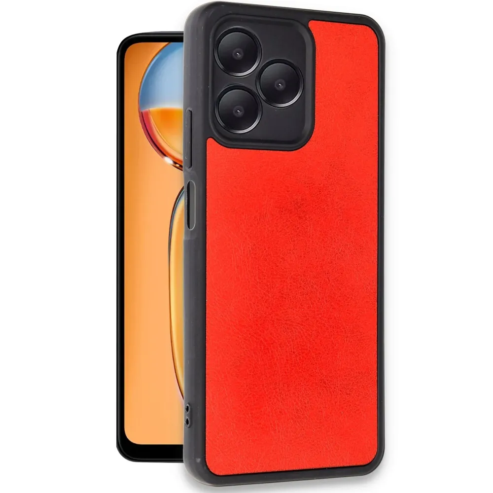Newface Realme Note 50 4G Kılıf Aras Deri Kapak - Kırmızı
