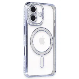 Newface Iphone 16 Kılıf Joke Simli Magneticsafe Kılıf - Mavi