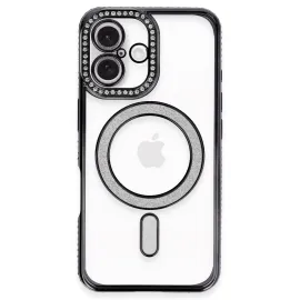 Newface Iphone 16 Plus Kılıf Joke Simli Magneticsafe Kılıf - Siyah