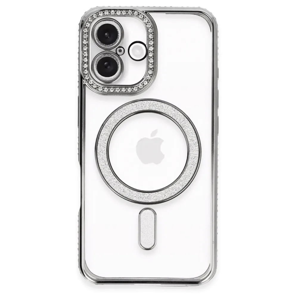 Newface Iphone 16 Plus Kılıf Joke Simli Magneticsafe Kılıf - Gri